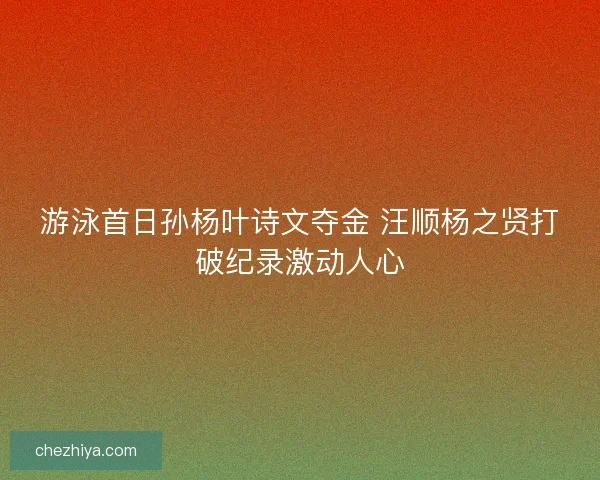 游泳首日孙杨叶诗文夺金 汪顺杨之贤打破纪录激动人心